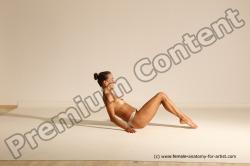 Nude Gymnastic poses Woman White Moving poses Slim long brown Dynamic poses Pinup